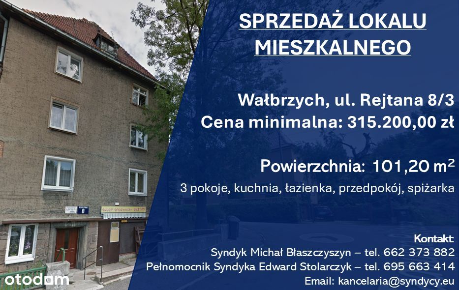 Syndyk sprzeda lokal mieszkalny w Wałbrzychu