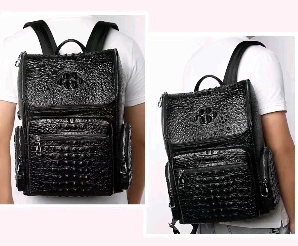 Nova mochila clássica de couro de crocodilo