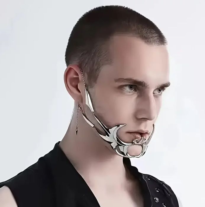Металева декоративна маска в стилі кібепанк / фетиш / косплей