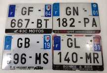 4 placas de matrícula francesas para motorizadas