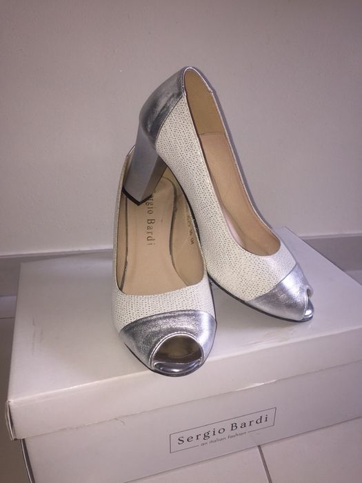 Półbuty/buty na obcasie srebrny SERGIO BARDI eobuwie