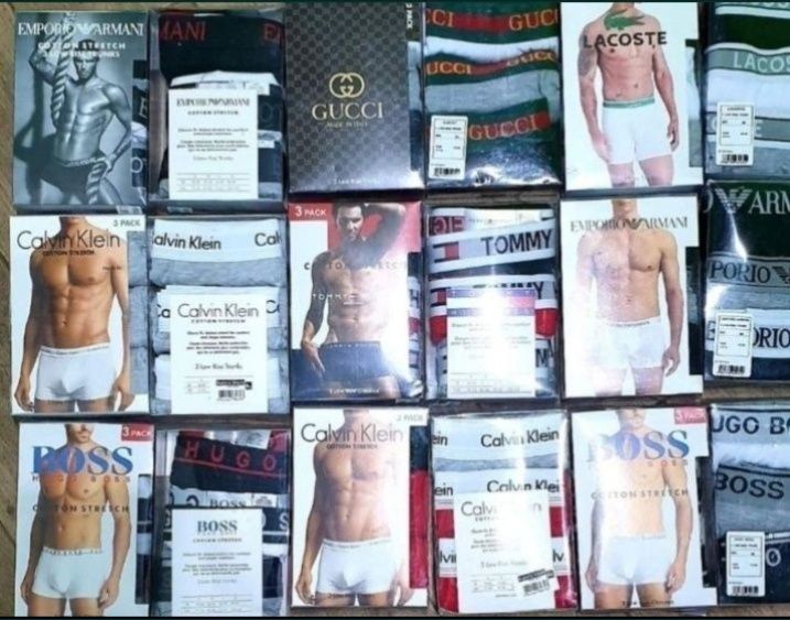 Nowe Bokserki Męskie 3pak CK Tommy Hugo Armani Lacoste Gucci