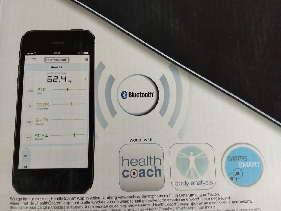 Waga Smart SBF70 Sanitas. Bluetoothhh Czarna Szklo