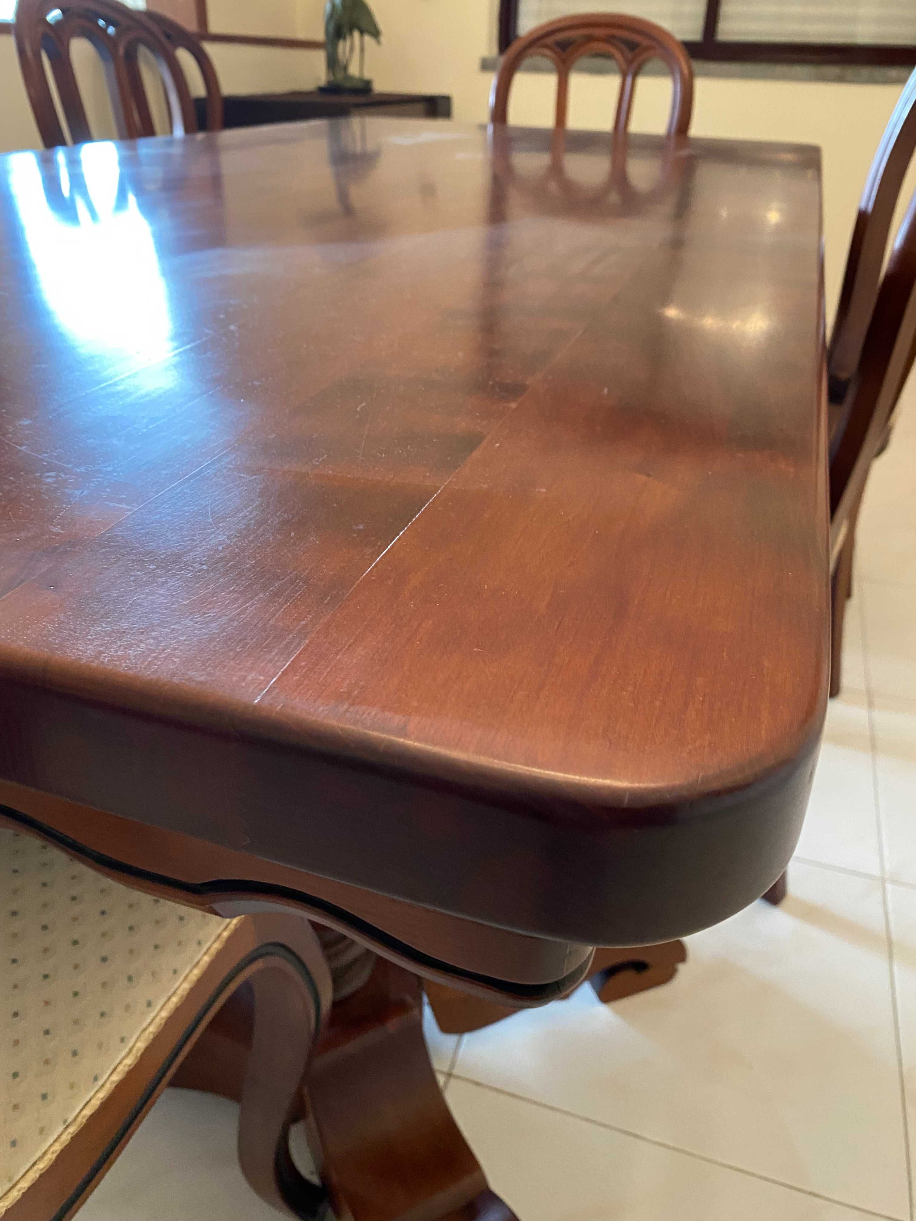 Mesa de jantar maciça cerejeira 2m x 1m + 6 cadeiras