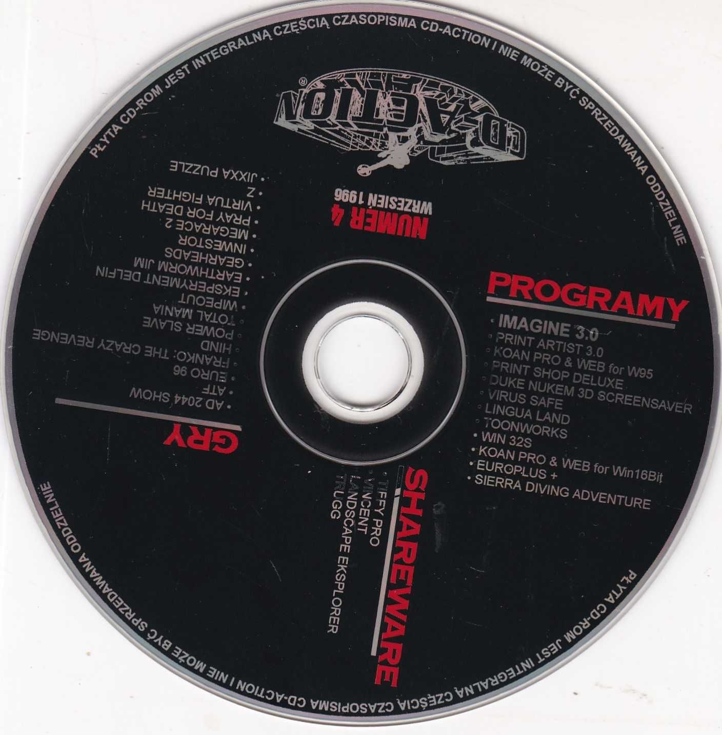 CD Action  - 4 /  96   Cover CD  .PC  .