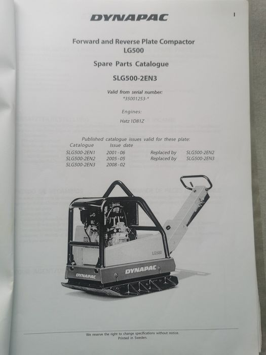 dynapac LG-500 katalog części