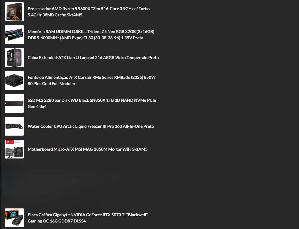 PC Gaming Ryzen 5 9600X RTX 5070ti