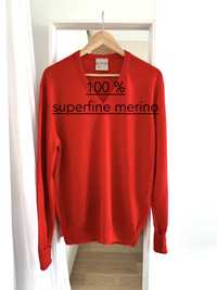 Czerwony sweter oversize 100% superfine merino