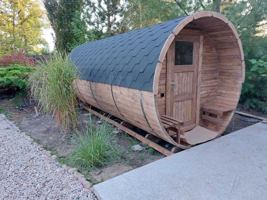 Sauna Ogrodowa Beczka 400cm Harvia Wyposażona Bania Ruska