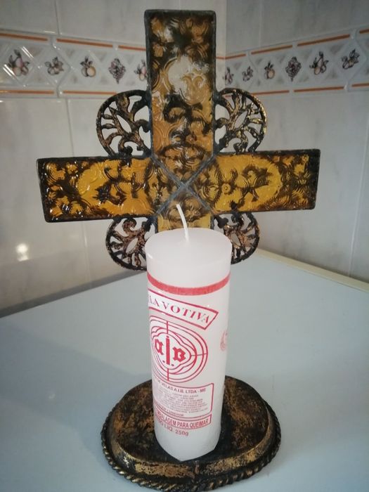 Cruz de Cristo Em Cobre Trabalhado Para Altares e Cemitérios