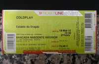 Bilhete / Ticket Coldplay | Mylo Xyloto Tour 2012 (Porto)