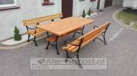 Meble ogrodowe XL stół 2 ławki żeliwne z podłokietnikiem biesiadne