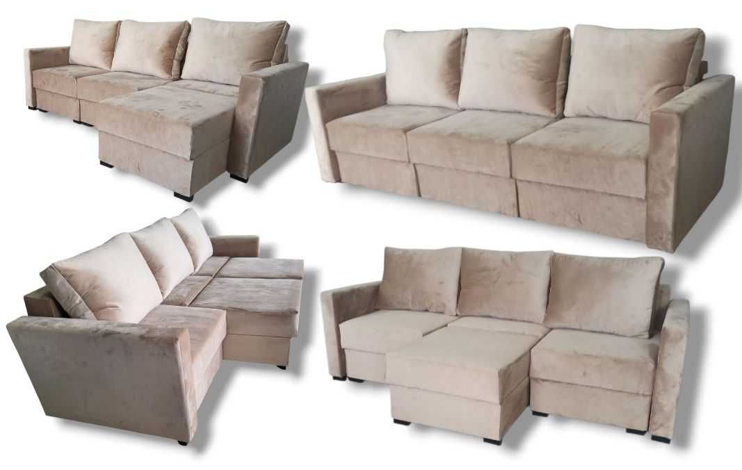 Sofa łóżko rozkładane z pojemnikiem funkcja spania narożnik