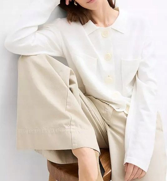 B.P.C sweter śmietankowy z kołnierzykiem na guziki ^52/54