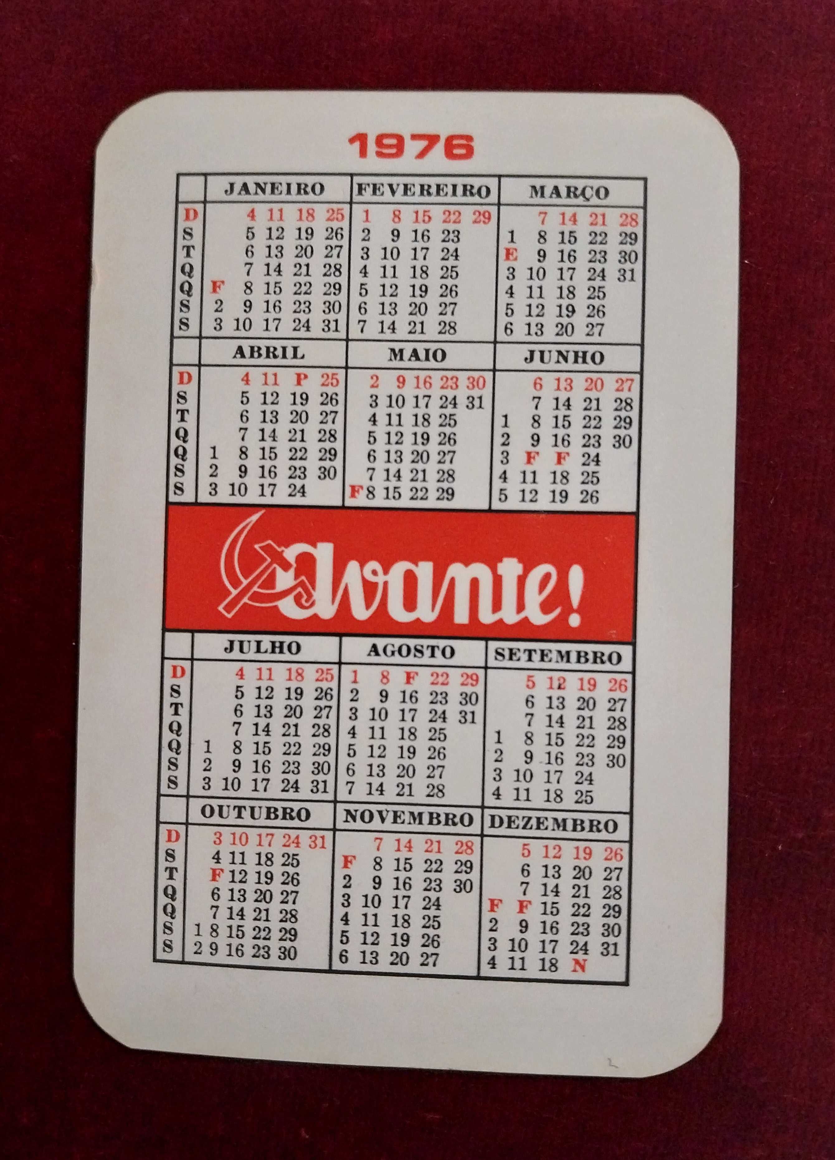 Calendários de bolso Partido Comunista Português