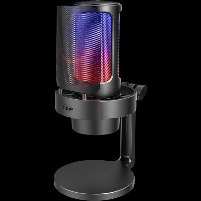 Студійний конденсаторний мікрофон з RGB підсвічуванням та поп-фільтром