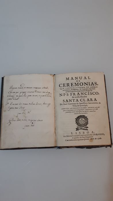 Livro antigo de 1708 Manual de Cerimônias do Convento do Louriçal