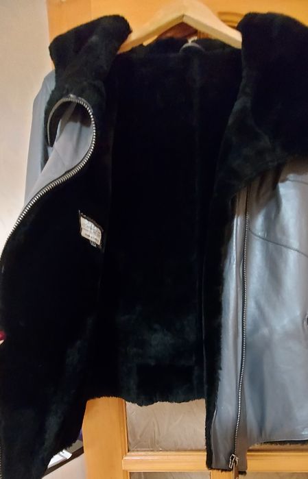 Дублянка натуральна, шкіряна, хутро