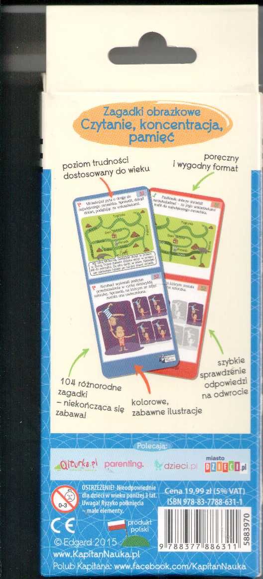 Zagadki obrazkowe. Czytanie. Koncentracja. Pamięć 6-9 lat