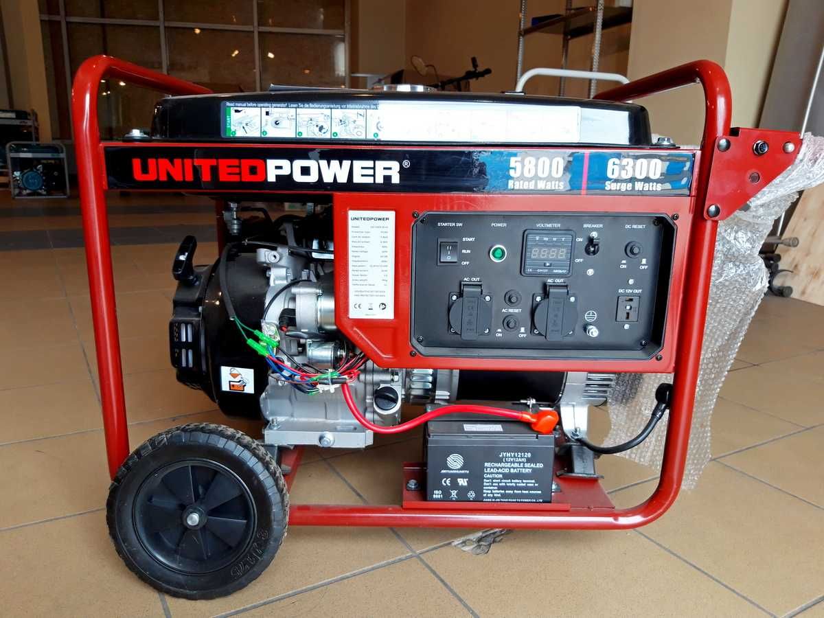 Бензиновый генератор UP GG7200E+B+W, 5.8/6.3 кВт, гарантия 1 год