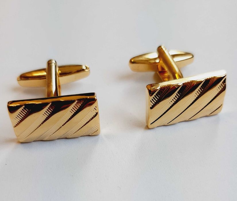 Złote spinki do mankietów mankietowe do koszuli ślub komunia