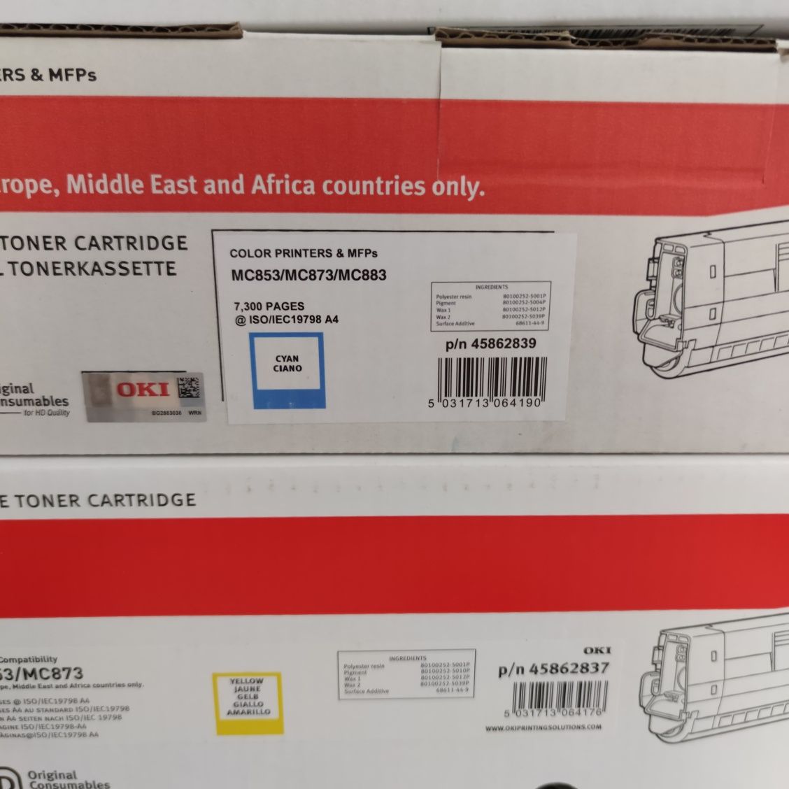 Toner tonery oki mc853 oryginalny oryginał mc873 mc883 używany zużyty