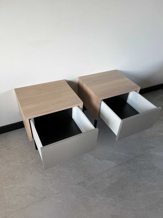 Nowoczesna Szafka Nocna  Dębowa, Lite Drewno, Loft