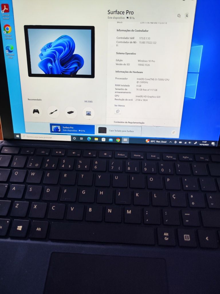 Microsoft Surface pro 5 com teclado : modelo 1796 i5