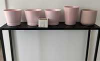 Różowe ceramiczne doniczki marmur ikea 6 sztuk