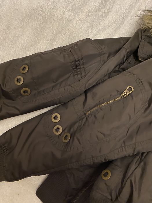 Reserved 146 cm kurtka bomberka khaki futerko