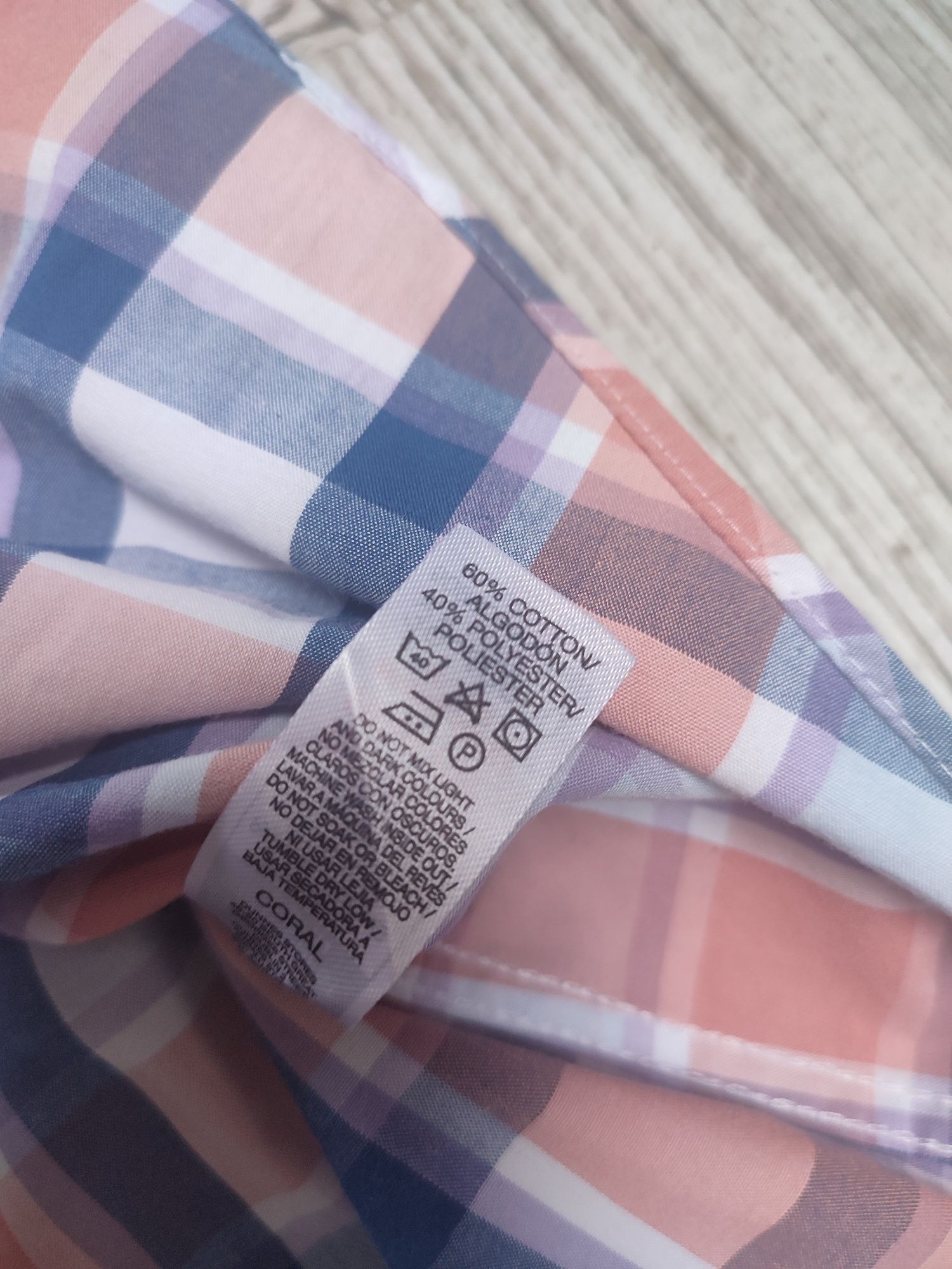 Dunnes S slim fit koszula męska krótki rękaw w kratę 38 39 taliowana