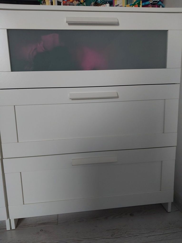 Komoda  IKEA BRIMNES 3 szuflady bdb 
biały/szkło matowe, 78x95x46 cm