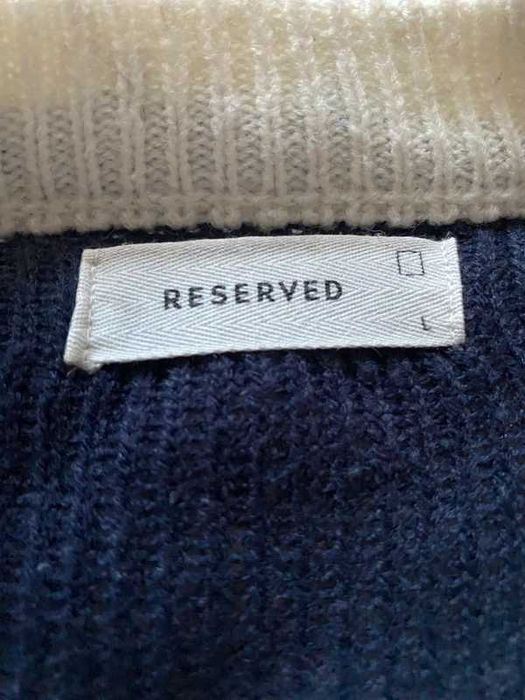 Sweter zimowy Reserved męski L, ciemnoniebieski z białym, śnieżynki