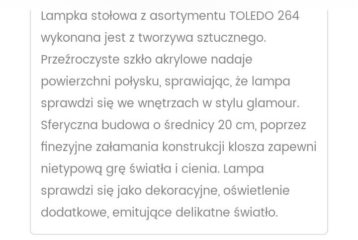 Lampka stołową Toledo