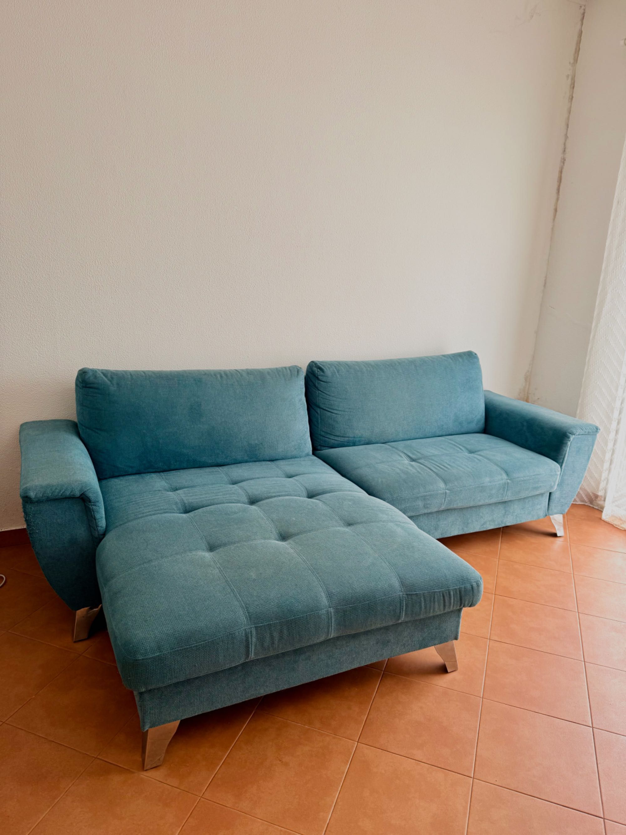 Sofá-cama em L Azul