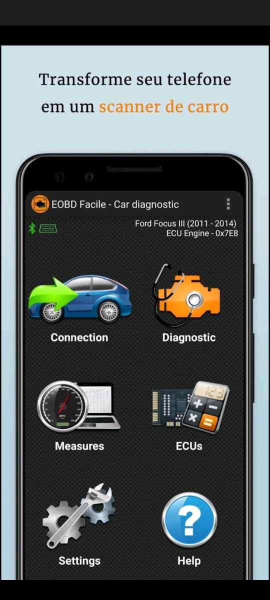 Ferramenta de Diagnóstico de Carro com Bluetooth OBD ELM