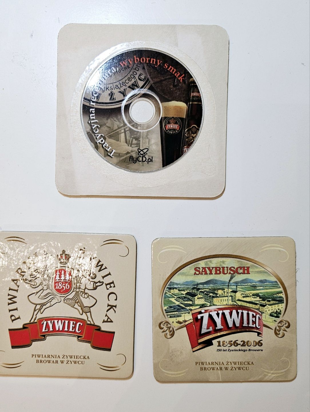 Jubileuszowe podstawki wafle do piwa Żywiec z płytą cd