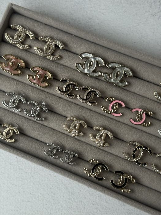Сережки пусети Шанель, Chanel, стильна якісна біжутерія, нова колекція
