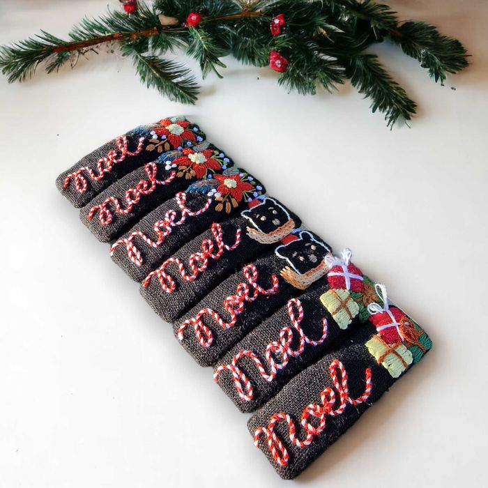 Ganchos bordados à mão- Natal
