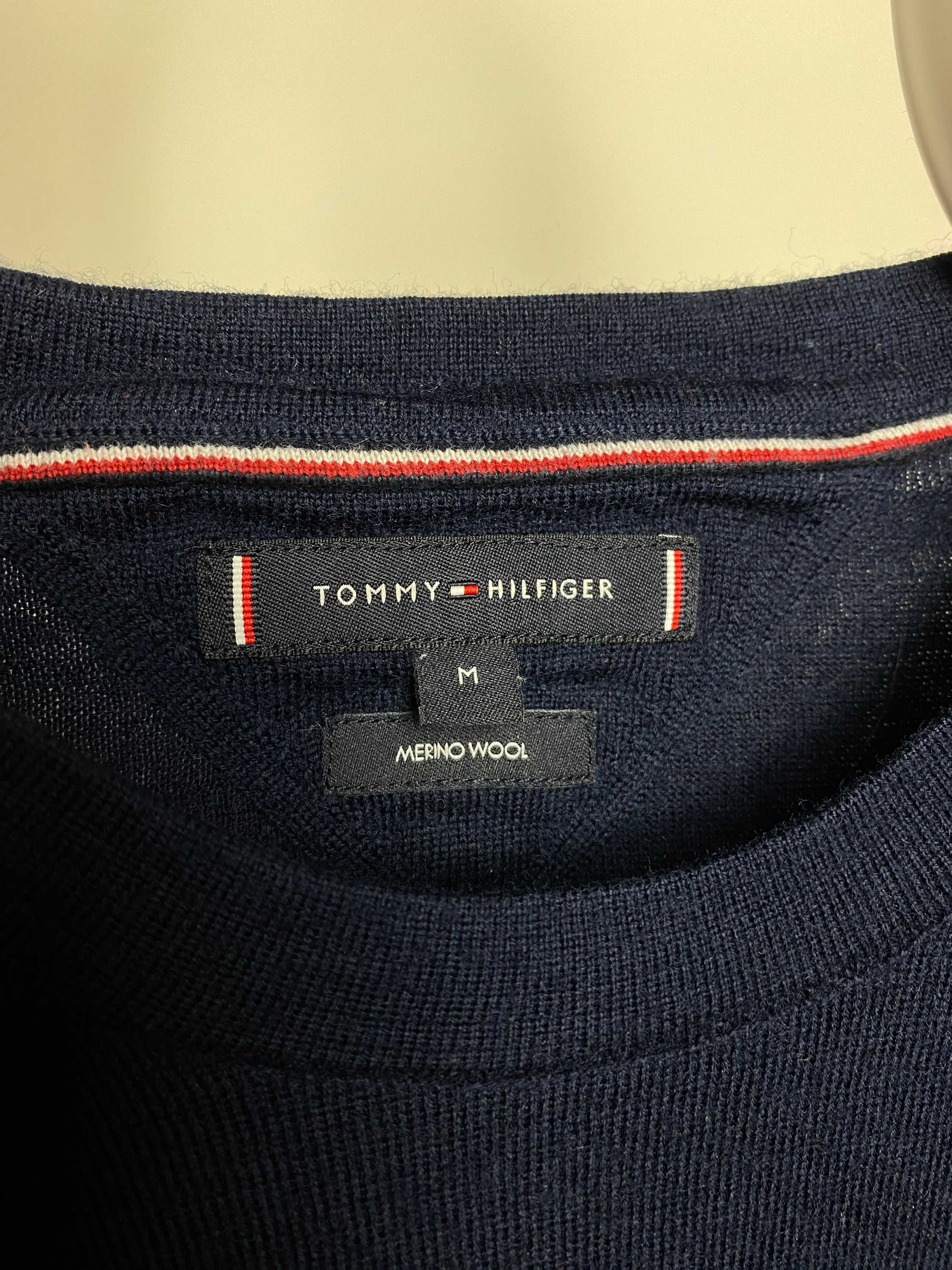 Sweter z okrągłym dekoltem wełniany męski Tommy Hilfiger Merino Wool