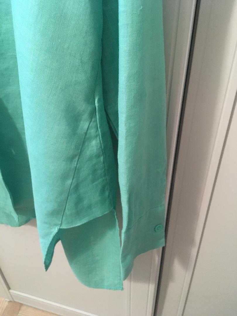 ZARA koszula asymetryczna 100% len w kolorze zielonym XS NOWA