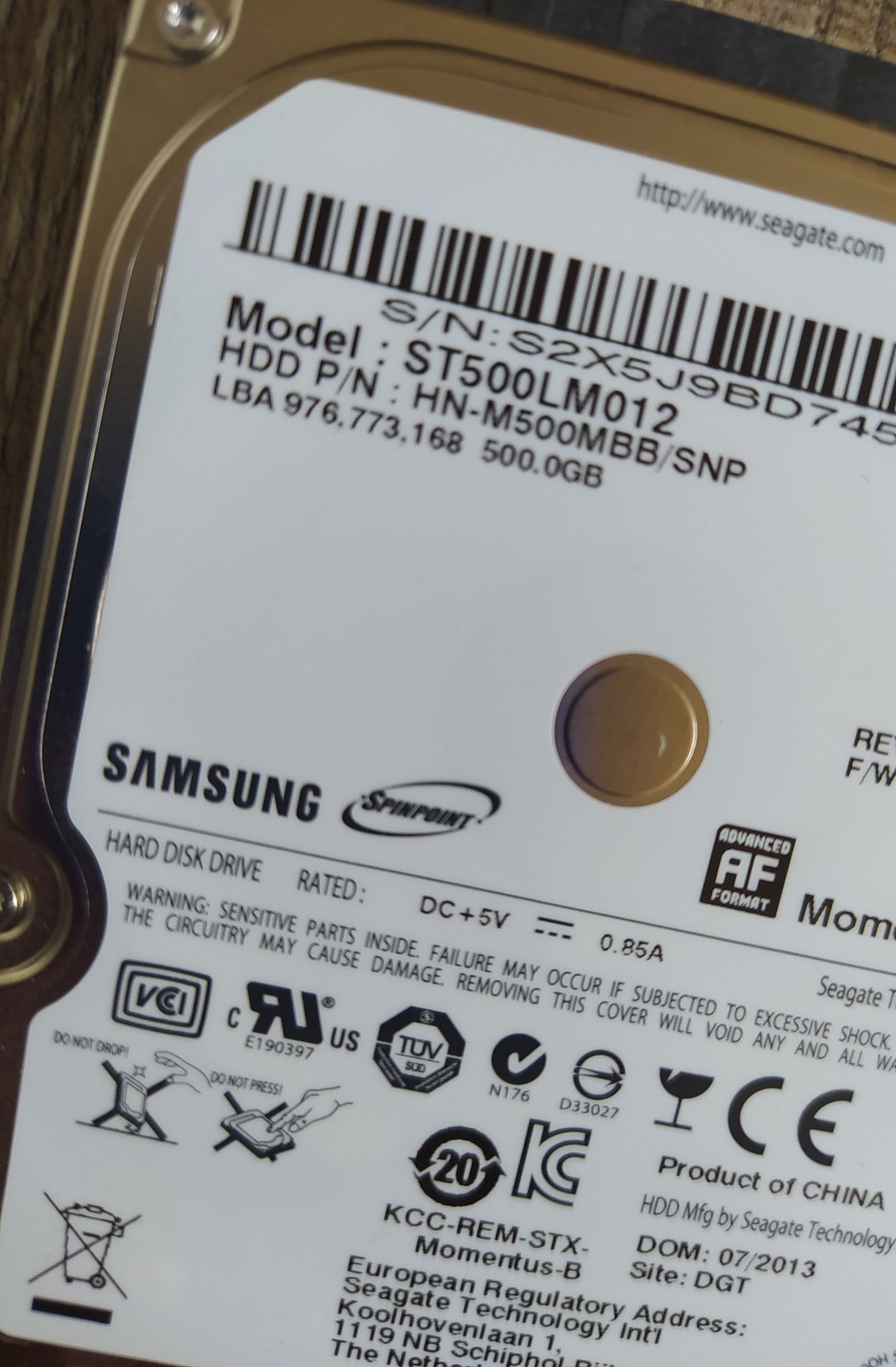 Dysk Samsung 500GB HDD 2.5' Wysyłka