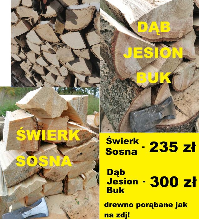 Drewno opałowe suche sezonowane kominkowe sosna dąb buk transport