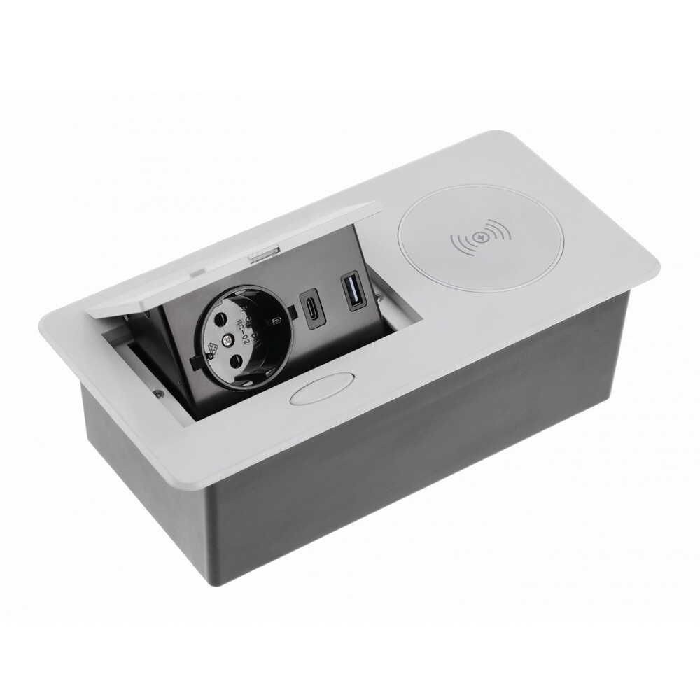 АКЦІЯ! Чорний Подовжувач втроювальний AVARO PLUS USB +C + безпровідна