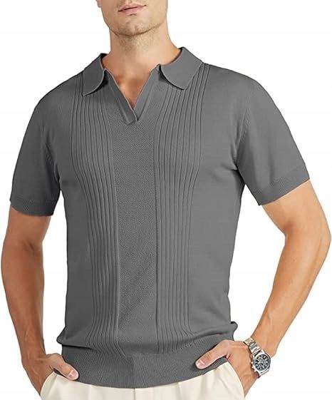 Męska koszulka Polo Popielata bardzo wygodna i elastyczna Rozmiar 2XL