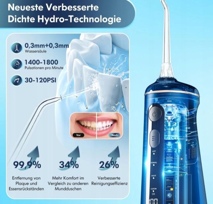 DADA-TECH Irygator do zębów bezprzewodowy 4 tryby 7 końcówek