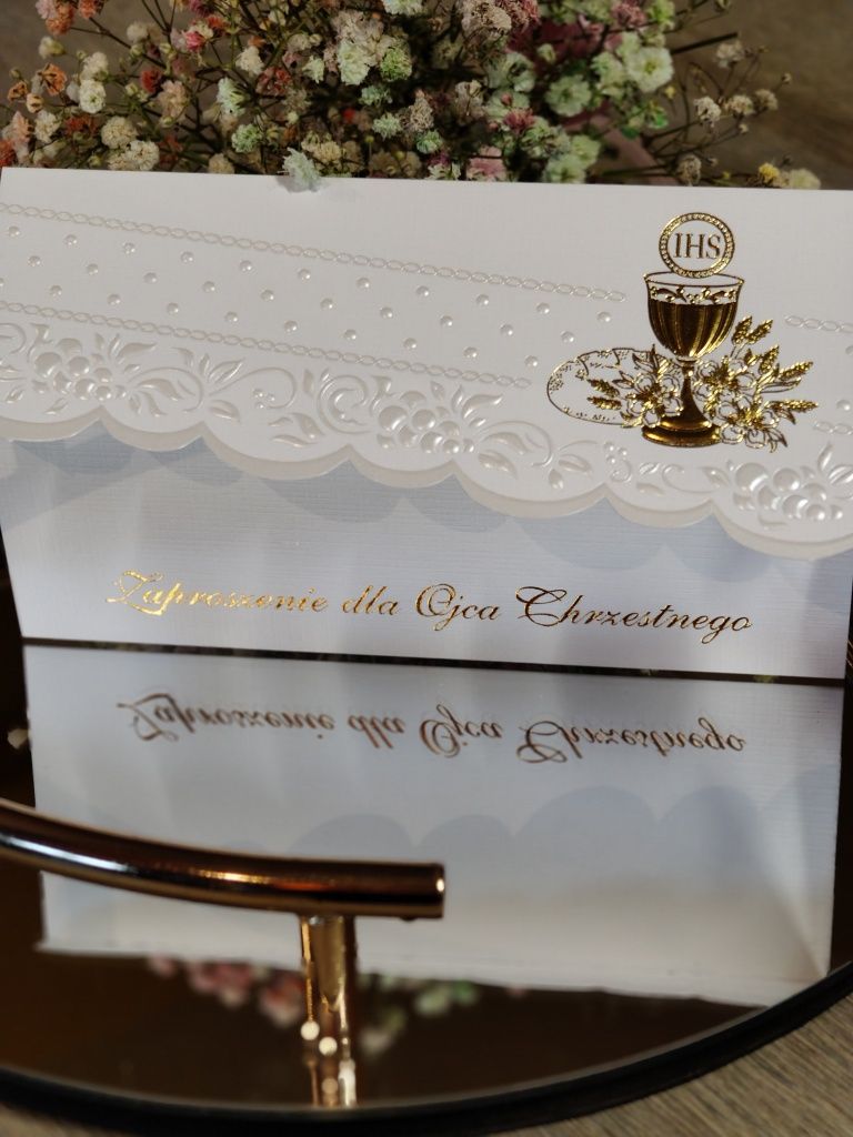 Zaproszenie na Pierwszą Komunię Świętą dla Ojca Chrzestnego