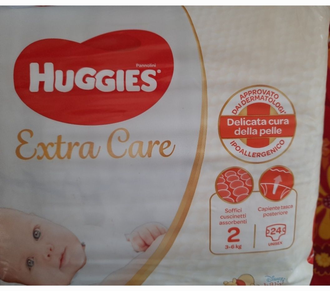 Подгузники памперсы Хаггис Huggies Extra care, размер 2 (3-6 кг)