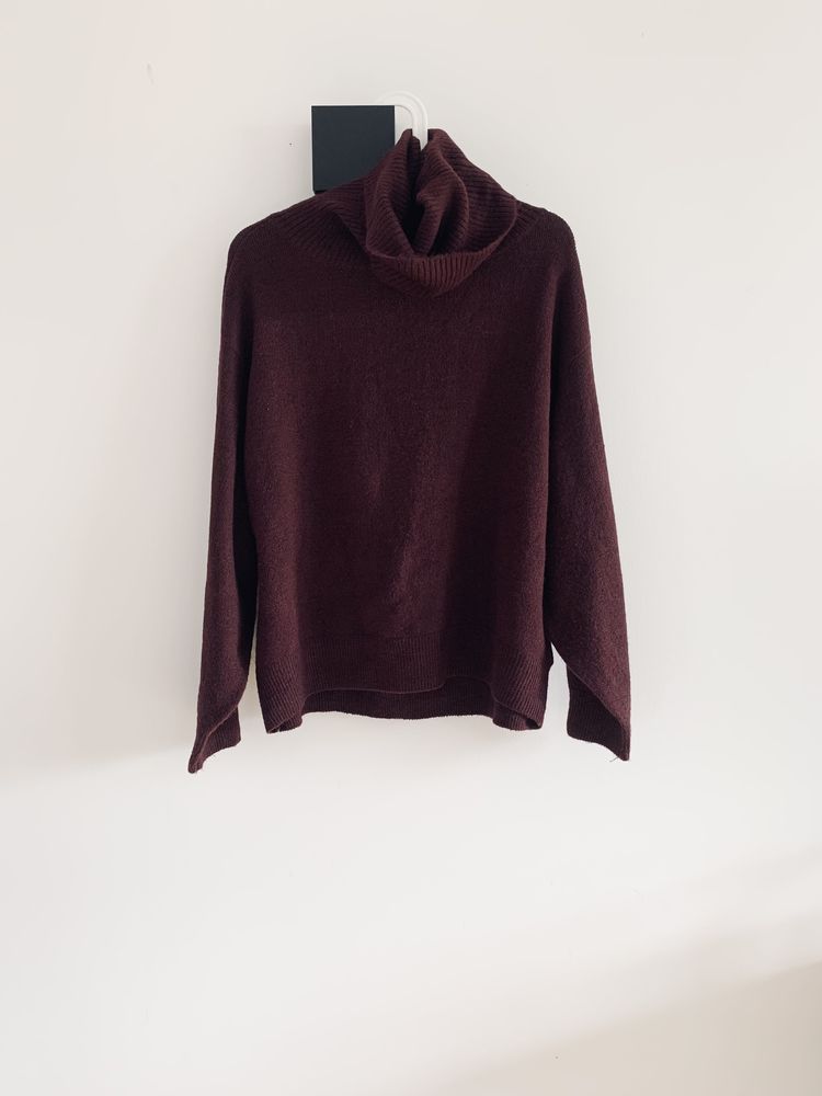Sweter golf burgundowy bordowy H&M