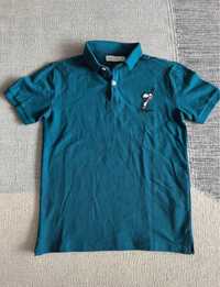 Niebieski morski tshirt polo z pieskiem Snoopy Zara